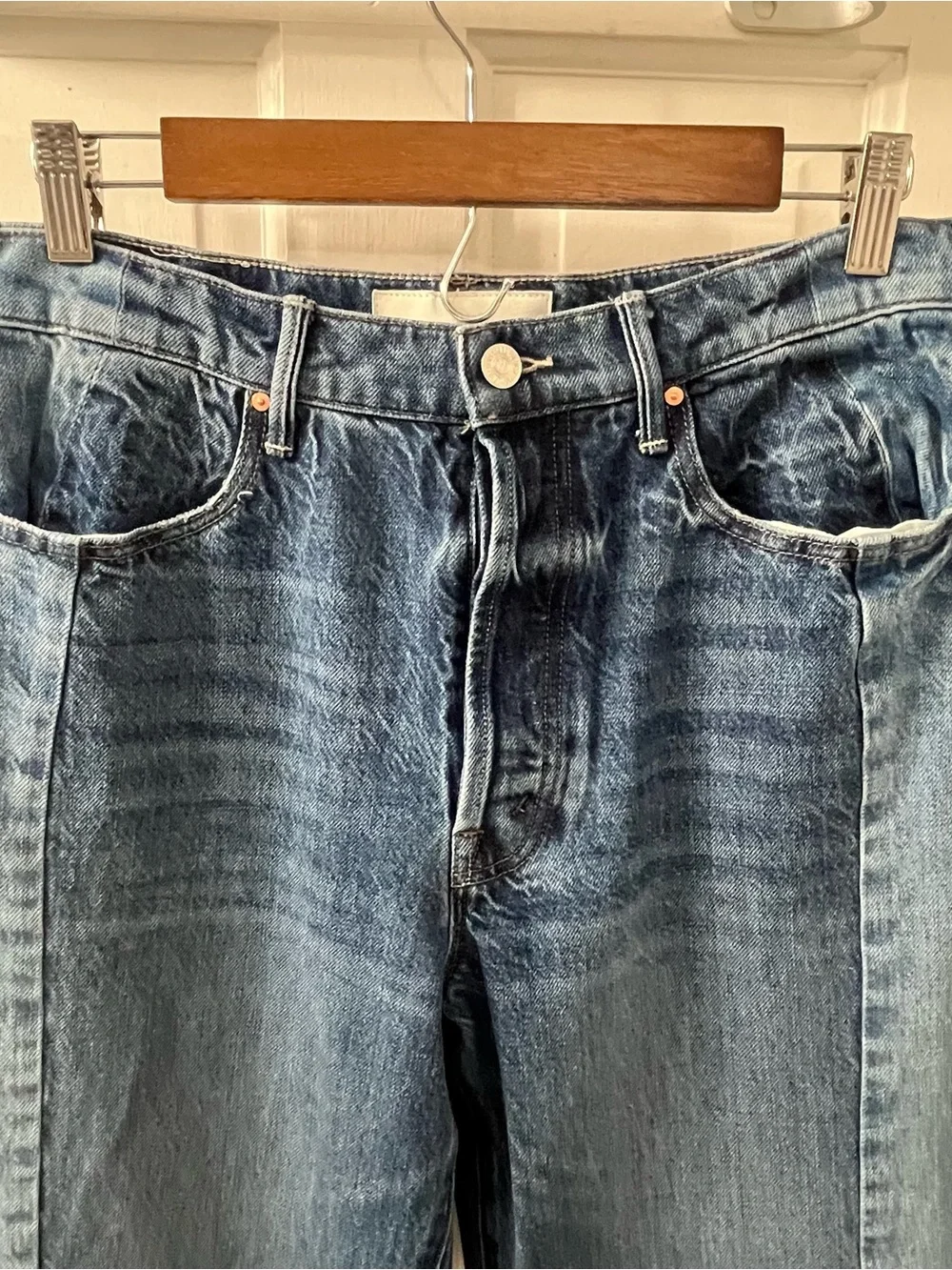 MOTHER The Tux Sidestepper Sneak Fray Wide Leg Jeans Size 30 Double Take